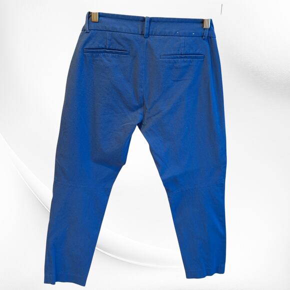 J Crew Navy Blue Stretch High Rise Cotton Blend Side Zip Ankle Length Pants - 4 - Picture 3 of 8